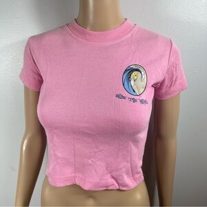 Pink Graphic Crop Tee - Women